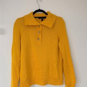 Ralph Lauren Mustard Yellow Cotton Knit Sweater Gold Toggle Hardware Size M